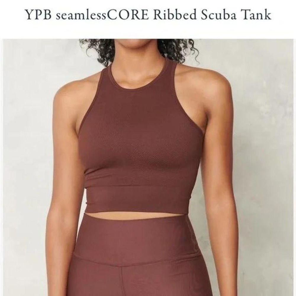 Abercrombie YPB Brown Tank Women's Size Large Seamless‎ Ribbed Workout Pilates
